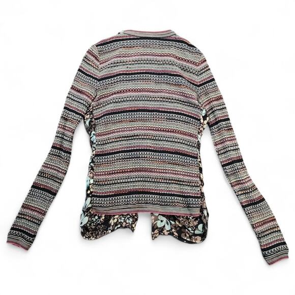 VTG Missoni Silk Wool Cardigan Sweater Tie Front Sheer Ruched Floral Feminine 40 - Picture 9 of 11